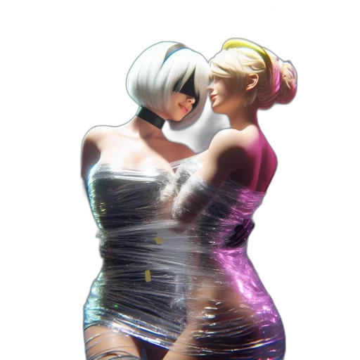dress, robot, 3d render, concept art transparent PNG cut-out