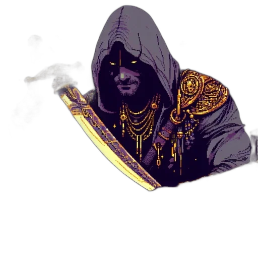 staff, jacket, mask, sword transparent PNG cut-out