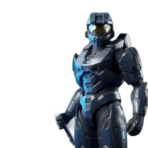robot, concept art, 3d render, blue transparent PNG cut-out