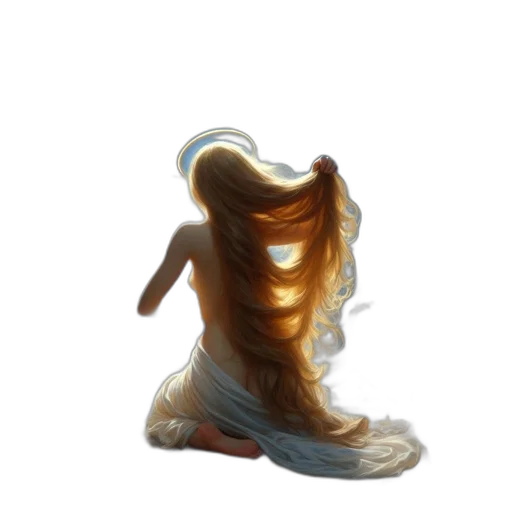 hair, dress, creature, staff transparent PNG cut-out