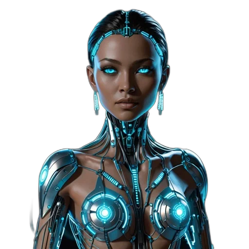 robot, jewelry, dress, cyberpunk transparent PNG cut-out