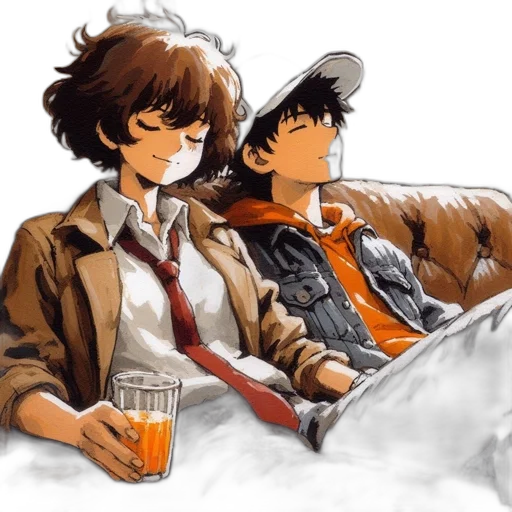 jacket, hat, anime, watercolor transparent PNG cut-out