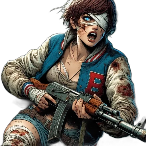 weapon, jacket, comic book art, concept art transparent PNG cut-out