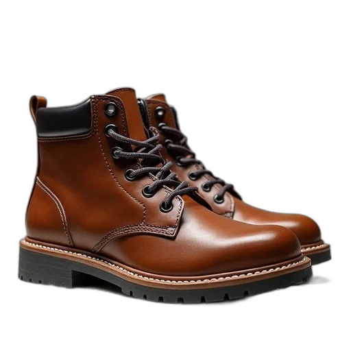shoes, thermo, mens, brown transparent PNG cut-out