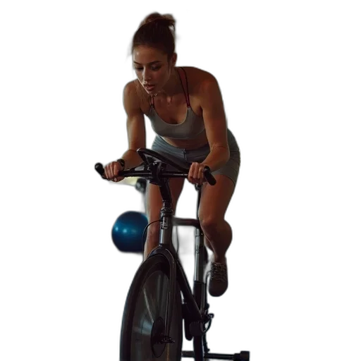 woman, exercise, bicycle, gym transparent PNG cut-out
