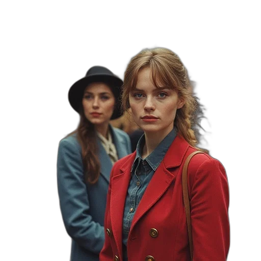 jacket, hat, face, staff transparent PNG cut-out