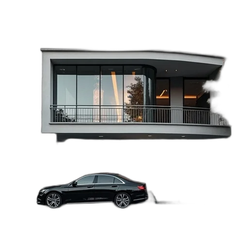 car, building, 3d render, concept art transparent PNG cut-out