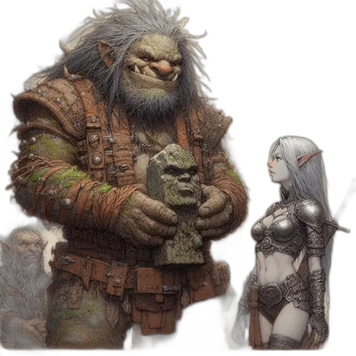concept art, fantasy art, comic book art, earth tones transparent PNG cut-out