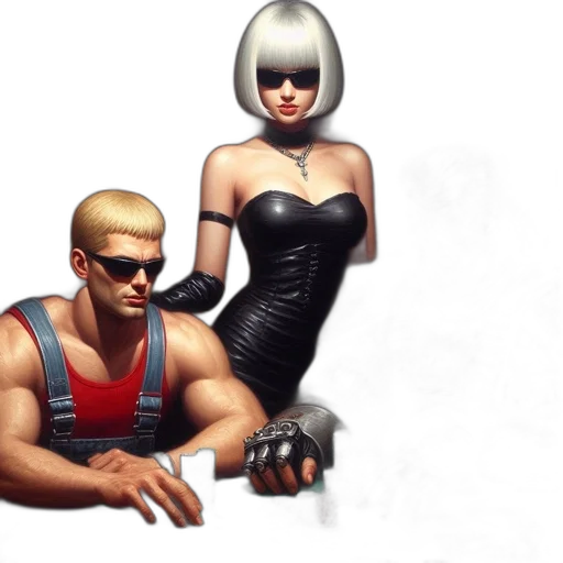 concept art, comic book art, cyberpunk, pixel art transparent PNG cut-out
