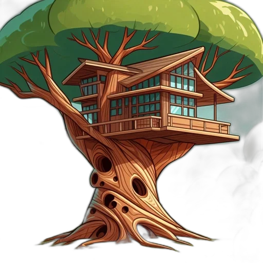 tree, building, furniture, concept art transparent PNG cut-out