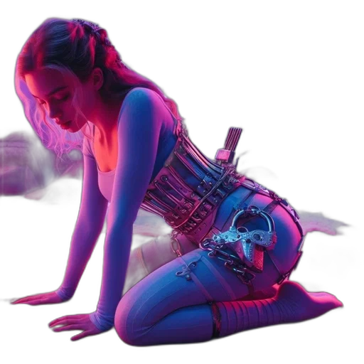 robot, weapon, dress, cyberpunk transparent PNG cut-out