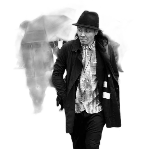 hat, jacket, umbrella, pencil sketch transparent PNG cut-out
