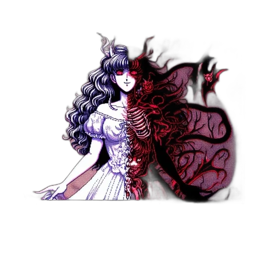 dragon, dress, creature, staff transparent PNG cut-out