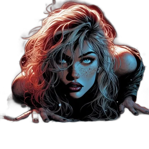 hair, comic book art, concept art, photorealistic transparent PNG cut-out