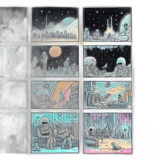 comic book art, concept art, outer space, night transparent PNG cut-out