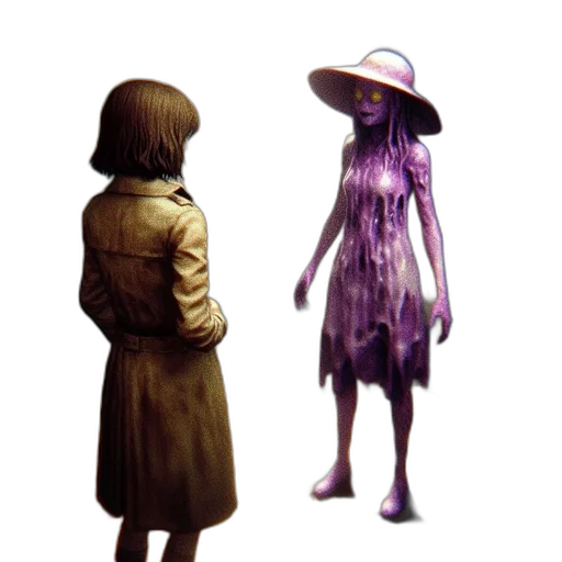 dress, hat, creature, staff transparent PNG cut-out