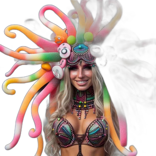 hat, mask, staff, creature transparent PNG cut-out