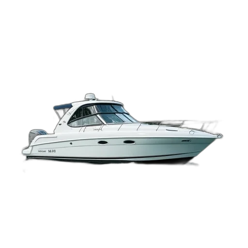 white, speedboat, cabin, large transparent PNG cut-out