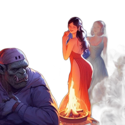 concept art, comic book art, fantasy art, fire transparent PNG cut-out