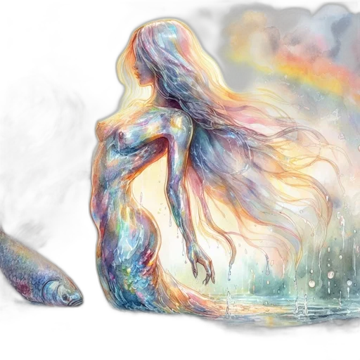 dress, creature, hair, watercolor transparent PNG cut-out