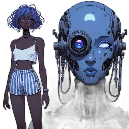 robot, mask, concept art, cyberpunk transparent PNG cut-out