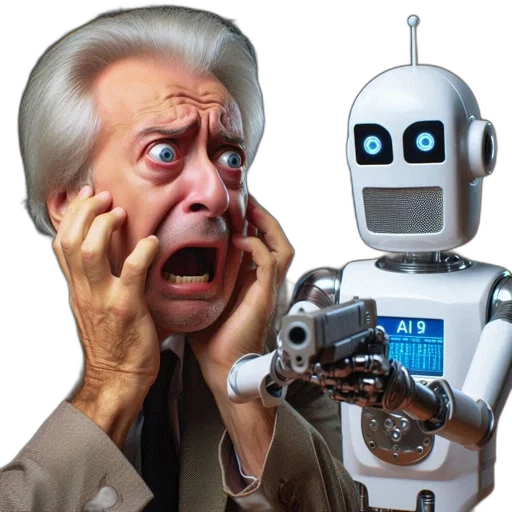 robot, man, holds, his transparent PNG cut-out