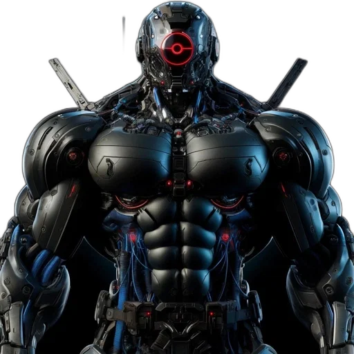 robot, concept art, comic book art, 3d render transparent PNG cut-out