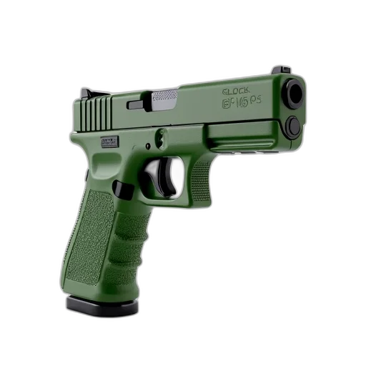 weapon, 3d render, photorealistic, green transparent PNG cut-out