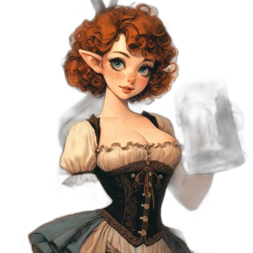 dress, staff, face, fantasy art transparent PNG cut-out