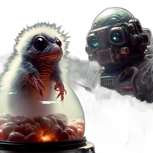 creature, robot, concept art, 3d render transparent PNG cut-out