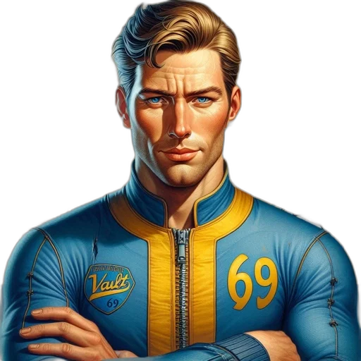 jacket, face, staff, comic book art transparent PNG cut-out