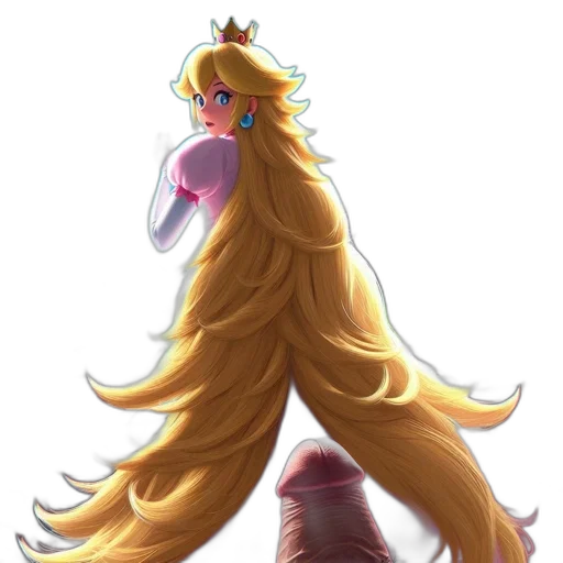 crown, dress, hair, staff transparent PNG cut-out