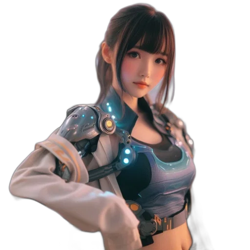 robot, jacket, staff, weapon transparent PNG cut-out