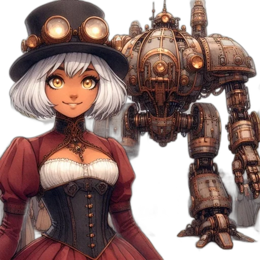 robot, weapon, staff, dress transparent PNG cut-out
