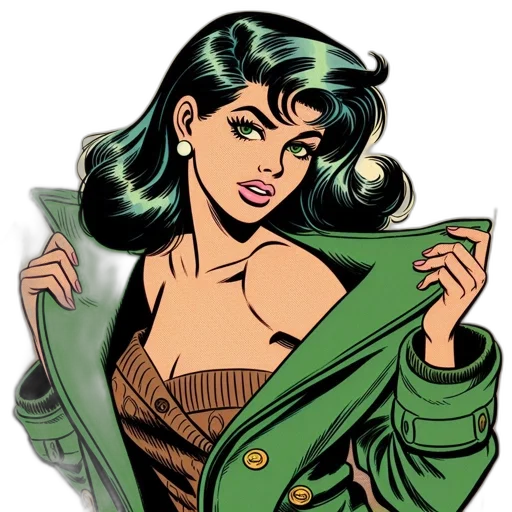 jacket, dress, comic book art, cartoon transparent PNG cut-out