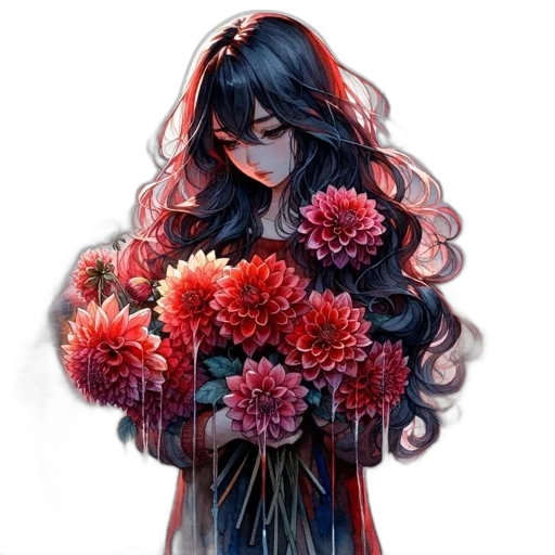 flower, dress, fantasy art, pixel art transparent PNG cut-out