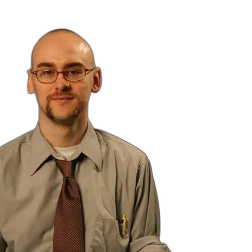 staff, bald, man, glasses transparent PNG cut-out