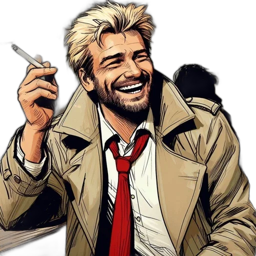 jacket, staff, face, comic book art transparent PNG cut-out