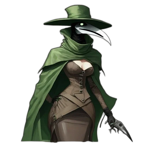 dress, hat, staff, mask transparent PNG cut-out