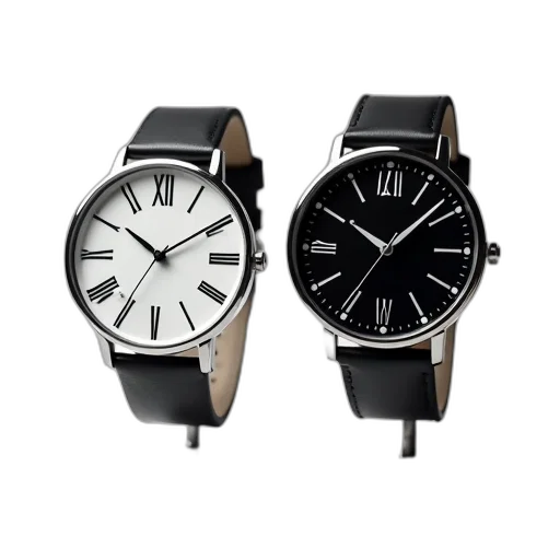 monochrome, two, watches, displayed transparent PNG cut-out