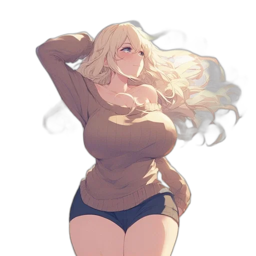 dress, staff, hair, creature transparent PNG cut-out