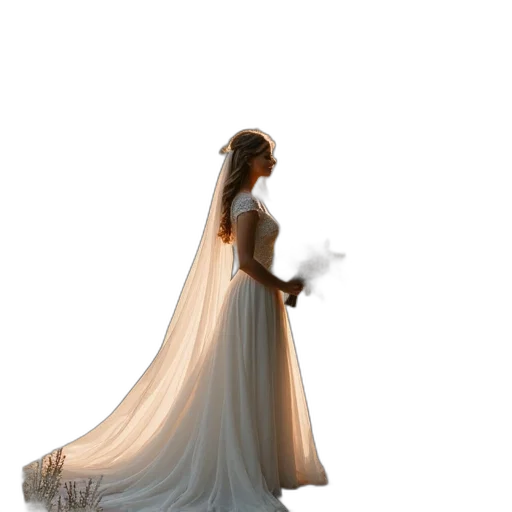 dress, jewelry, crown, staff transparent PNG cut-out