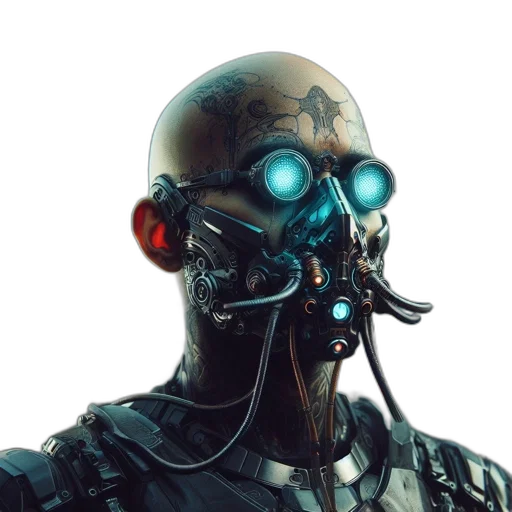 robot, mask, face, cyberpunk transparent PNG cut-out