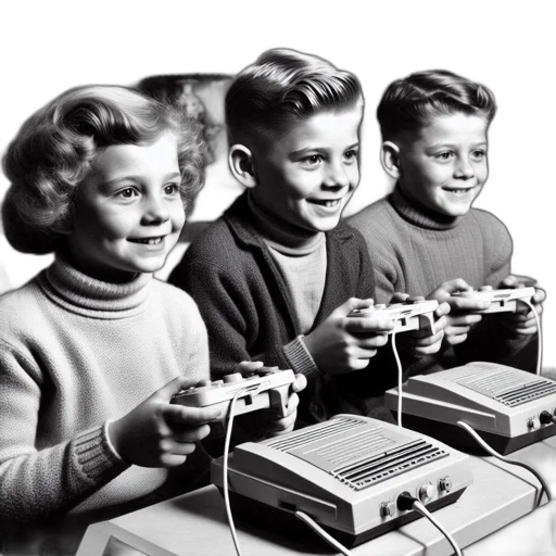 three, children, mid-20th, century transparent PNG cut-out