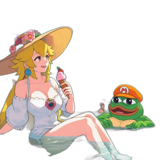 hat, dress, pixel art, vaporwave transparent PNG cut-out