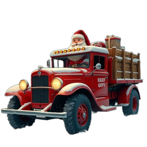 car, 3d render, concept art, santa transparent PNG cut-out