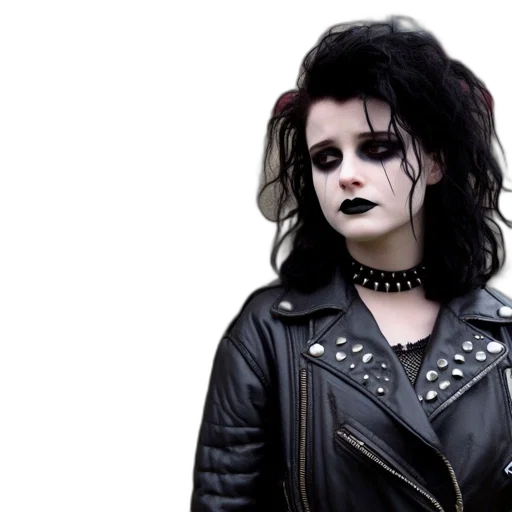 jacket, woman, dark, makeup transparent PNG cut-out