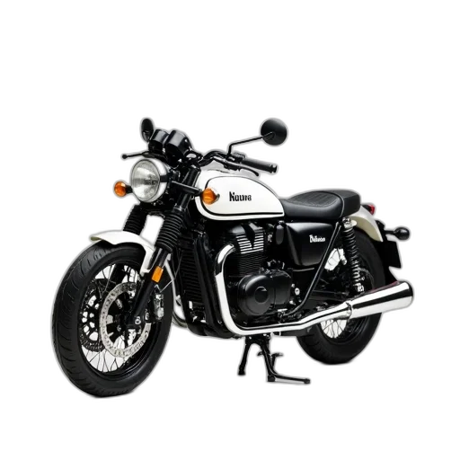 photorealistic, black, white, motorcycle transparent PNG cut-out