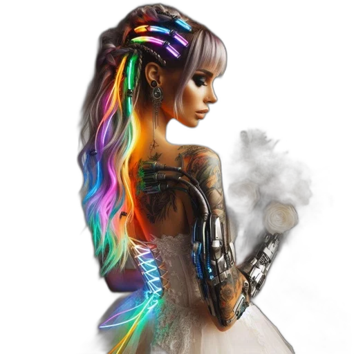 robot, dress, hair, jewelry transparent PNG cut-out