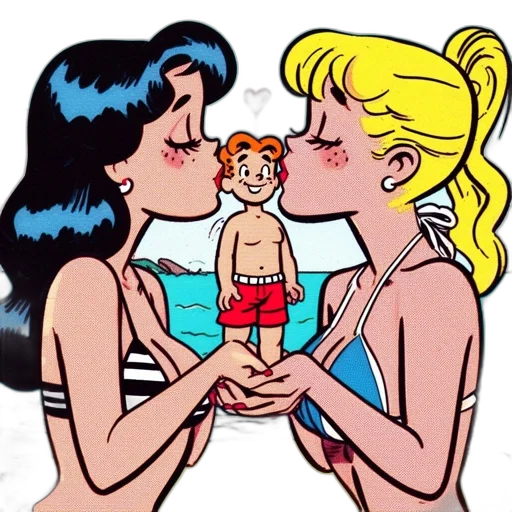comic book art, cartoon, underwater, beach transparent PNG cut-out